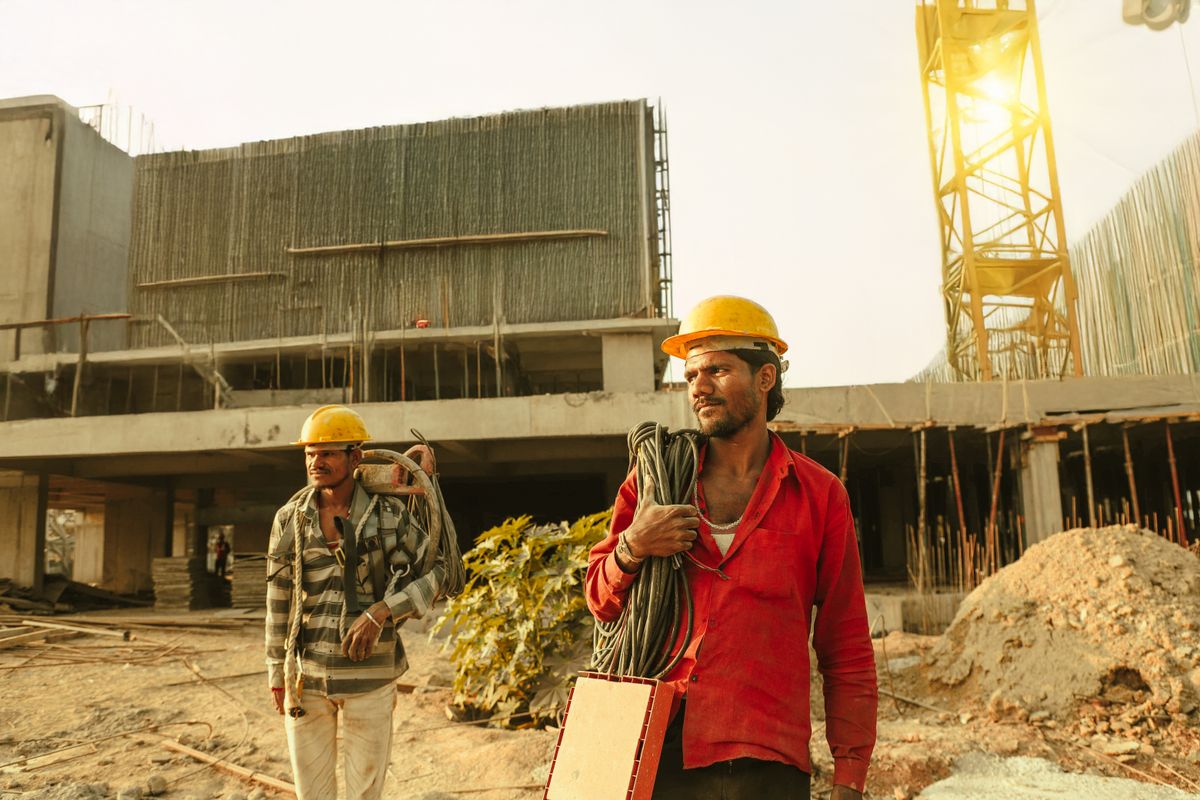 Construction team at work